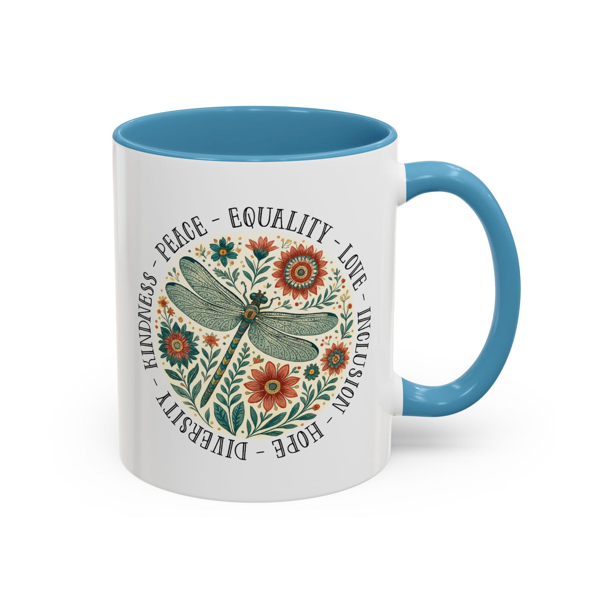 Kindness Peace Equality Love Inclusion Hope Diversity Accent Mug