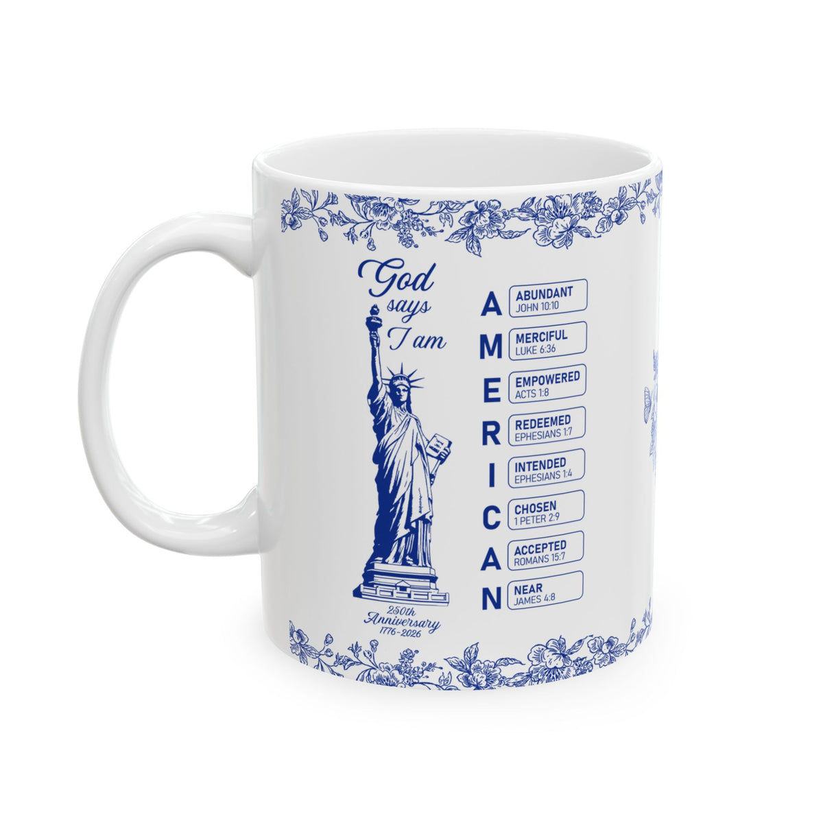 God Says I Am American Scripture Mug