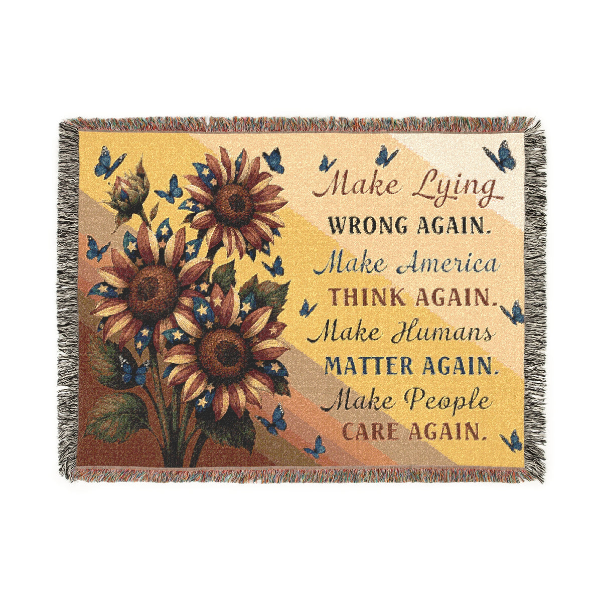 Sunflower Hope Message Woven Blanket