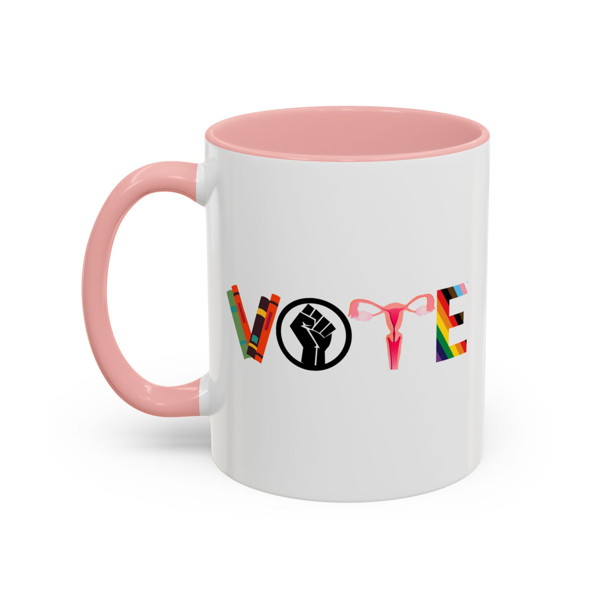 VOTE Accent Coffee Mug (11, 15oz) | Banned Books Mug, Reproductive Rights Mug, BLM Mug, LGBTQ Progress Mug, Political Activism Mug, Roe v Wade Accent Mug