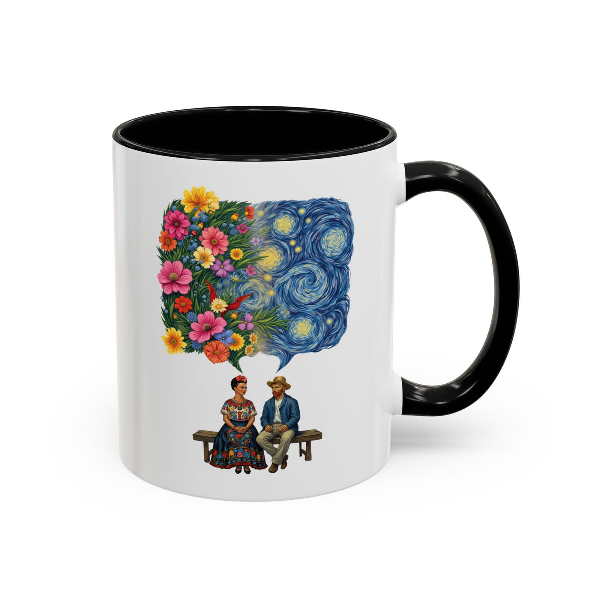 Frida Kahlo And Van Gogh Starry Night Flower Accent Mug