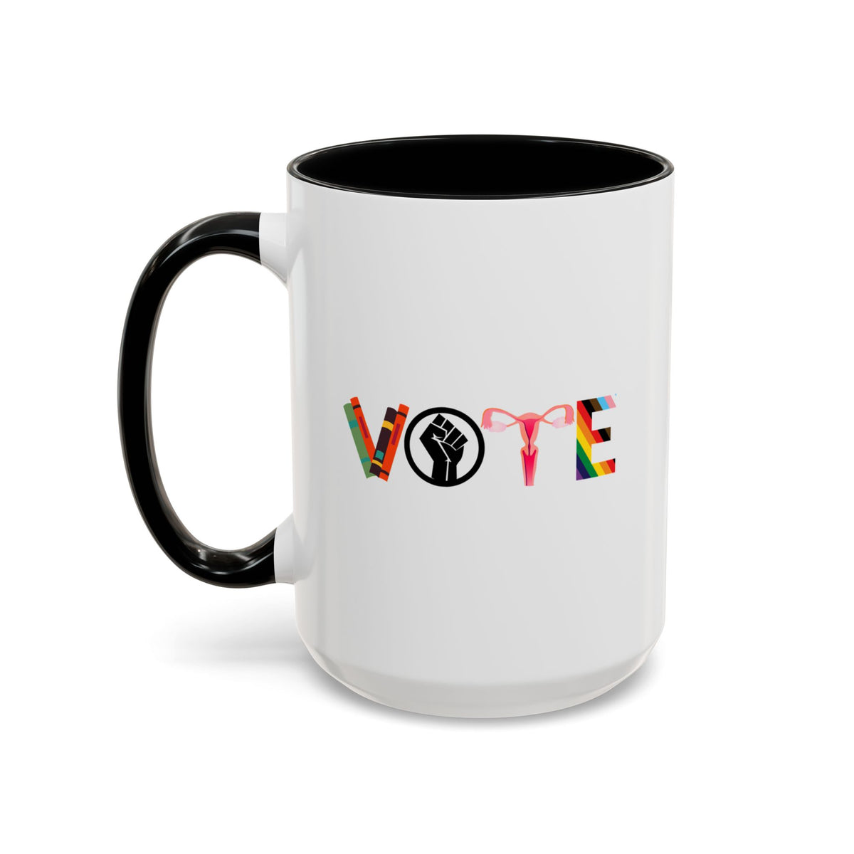 VOTE Accent Coffee Mug (11, 15oz) | Banned Books Mug, Reproductive Rights Mug, BLM Mug, LGBTQ Progress Mug, Political Activism Mug, Roe v Wade Accent Mug