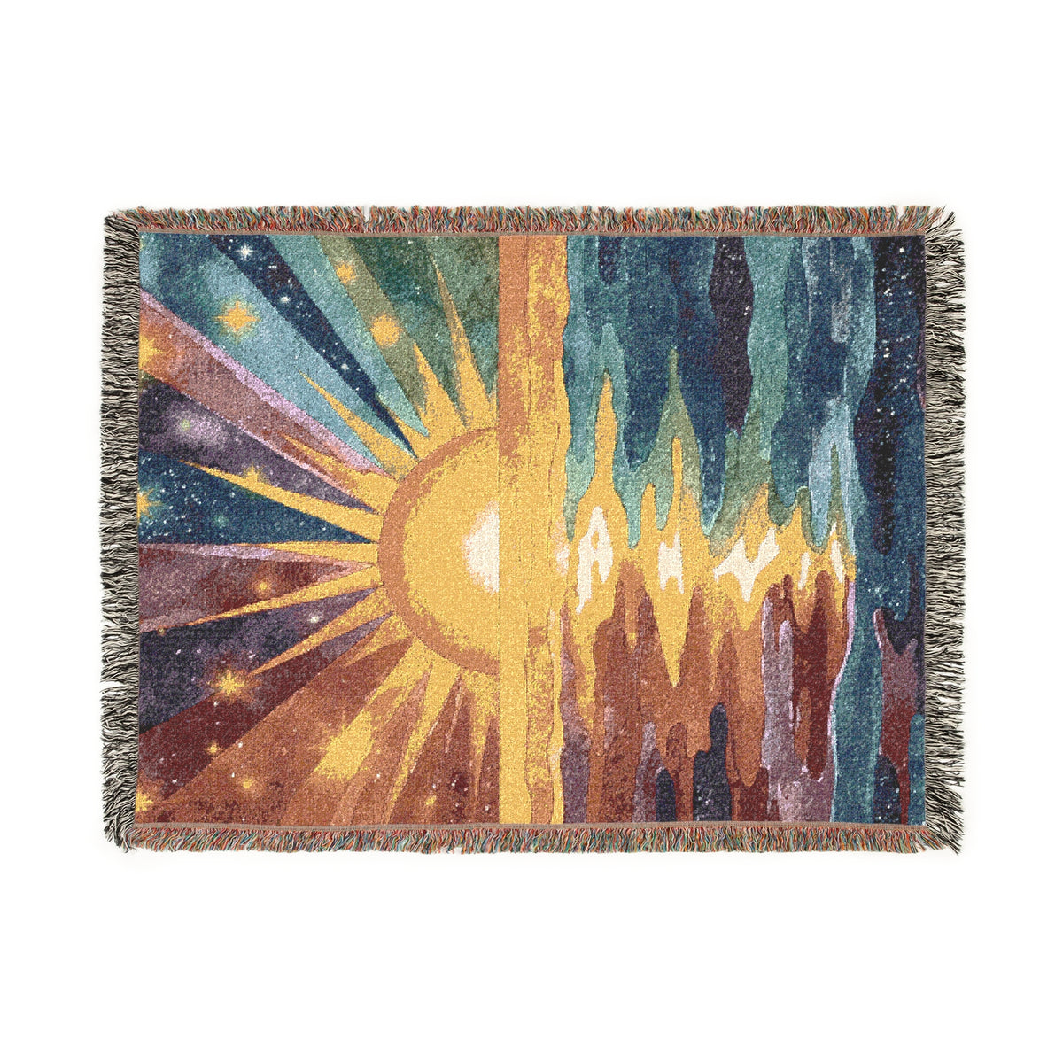 Retro Sunset Sky Woven Blanket