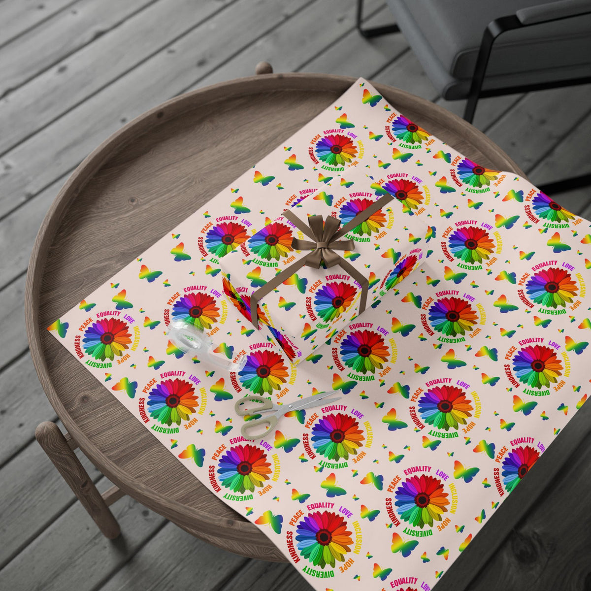 Rainbow Flower Equality Wrapping Paper Roll