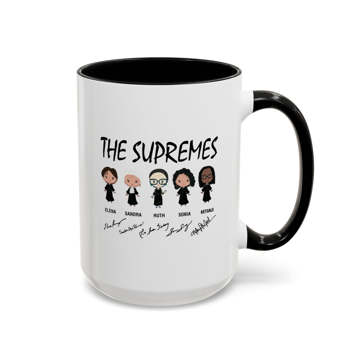 The Supremes Ketanji Brown Jackson SCOTUS RBG Sotomayor Chibi Accent Coffee Mug (11, 15oz)