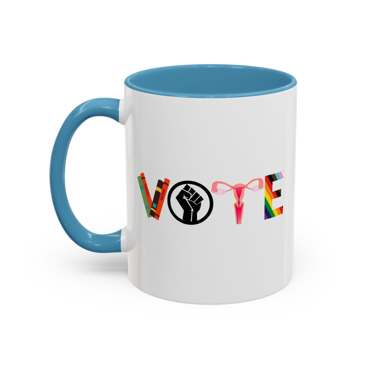VOTE Accent Coffee Mug (11, 15oz) | Banned Books Mug, Reproductive Rights Mug, BLM Mug, LGBTQ Progress Mug, Political Activism Mug, Roe v Wade Accent Mug
