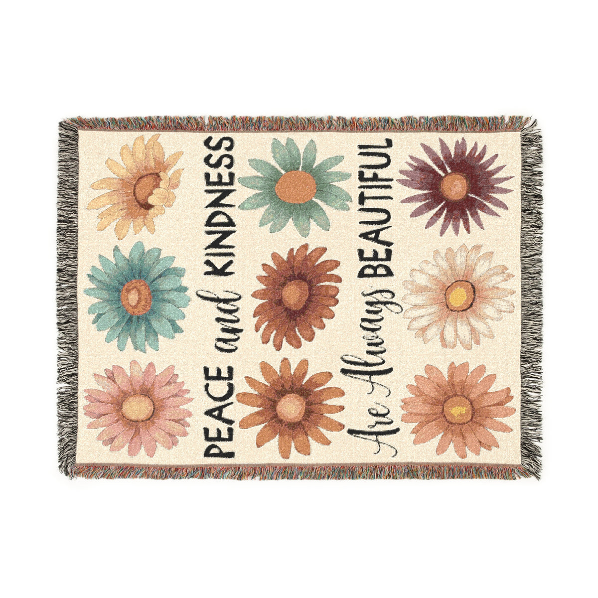 Peace And Kindness Floral Woven Blanket
