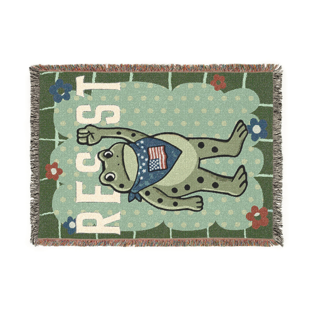 Resist Frog Americana Woven Blanket