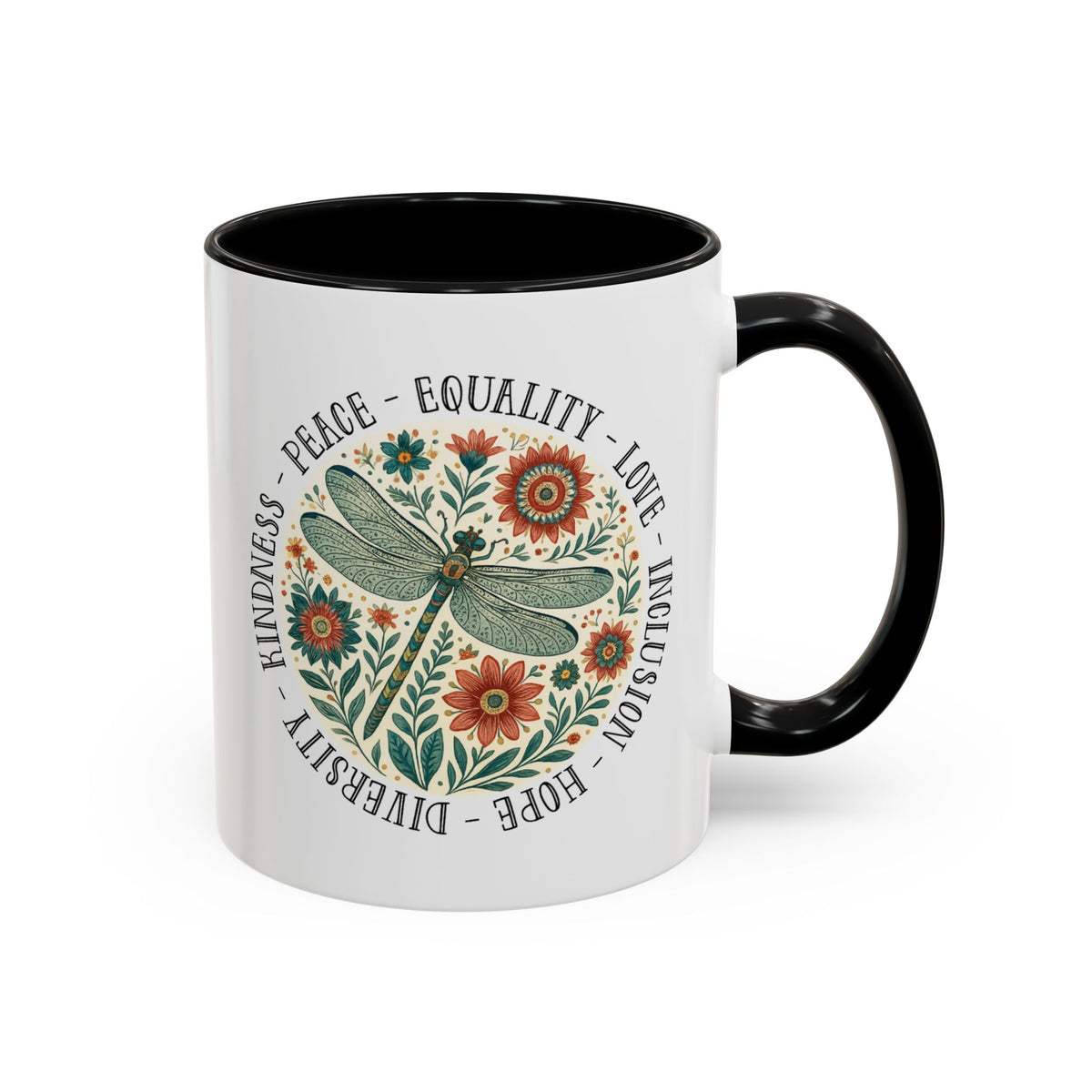 Kindness Peace Equality Love Inclusion Hope Diversity Accent Mug