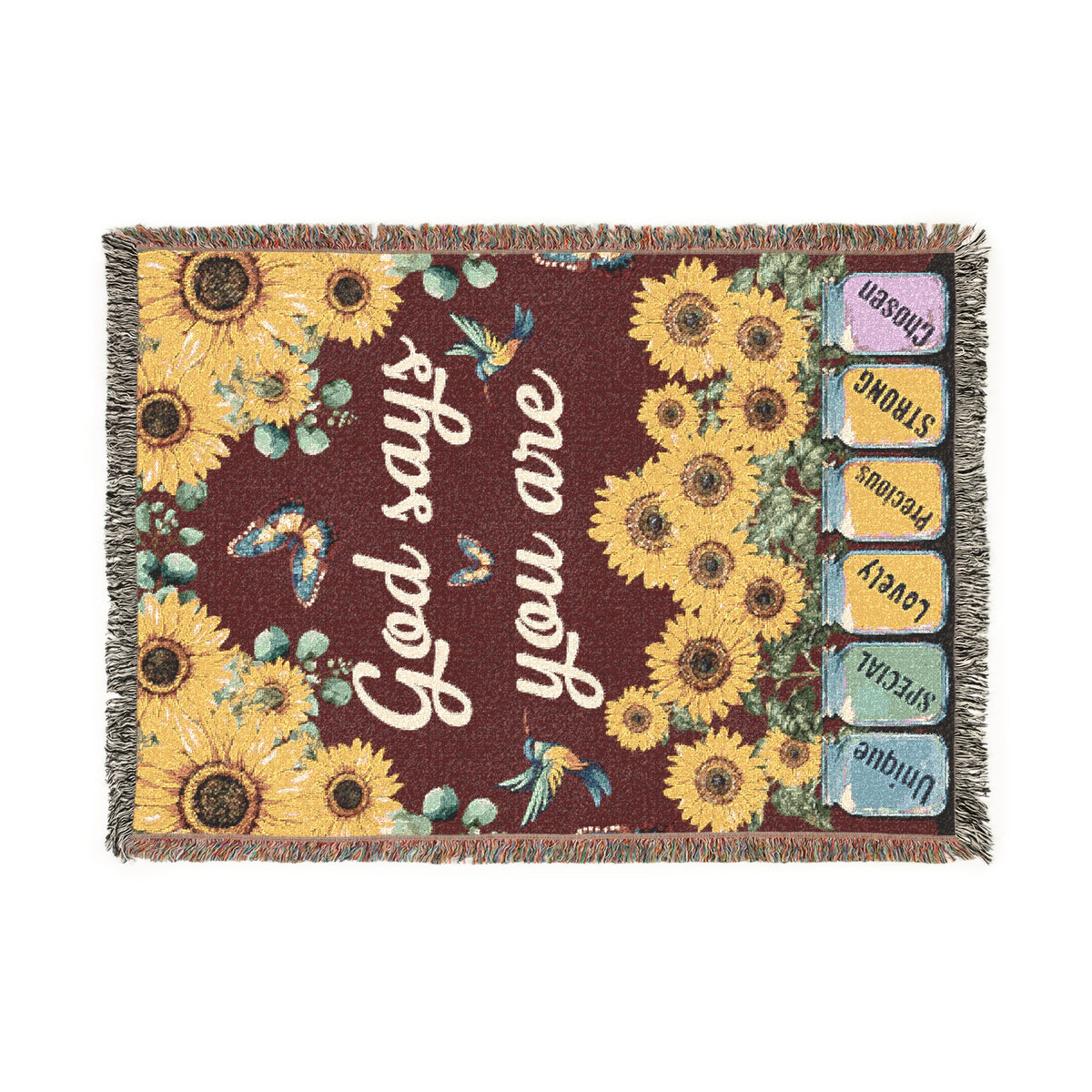 God Says You Are Sunflower Woven Blanket