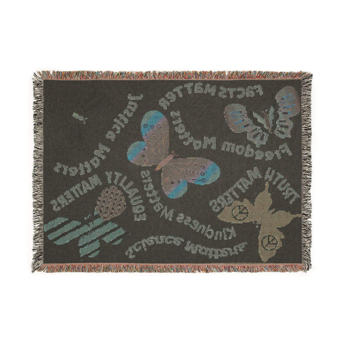 Butterflies Of Values And Truth Woven Blanket