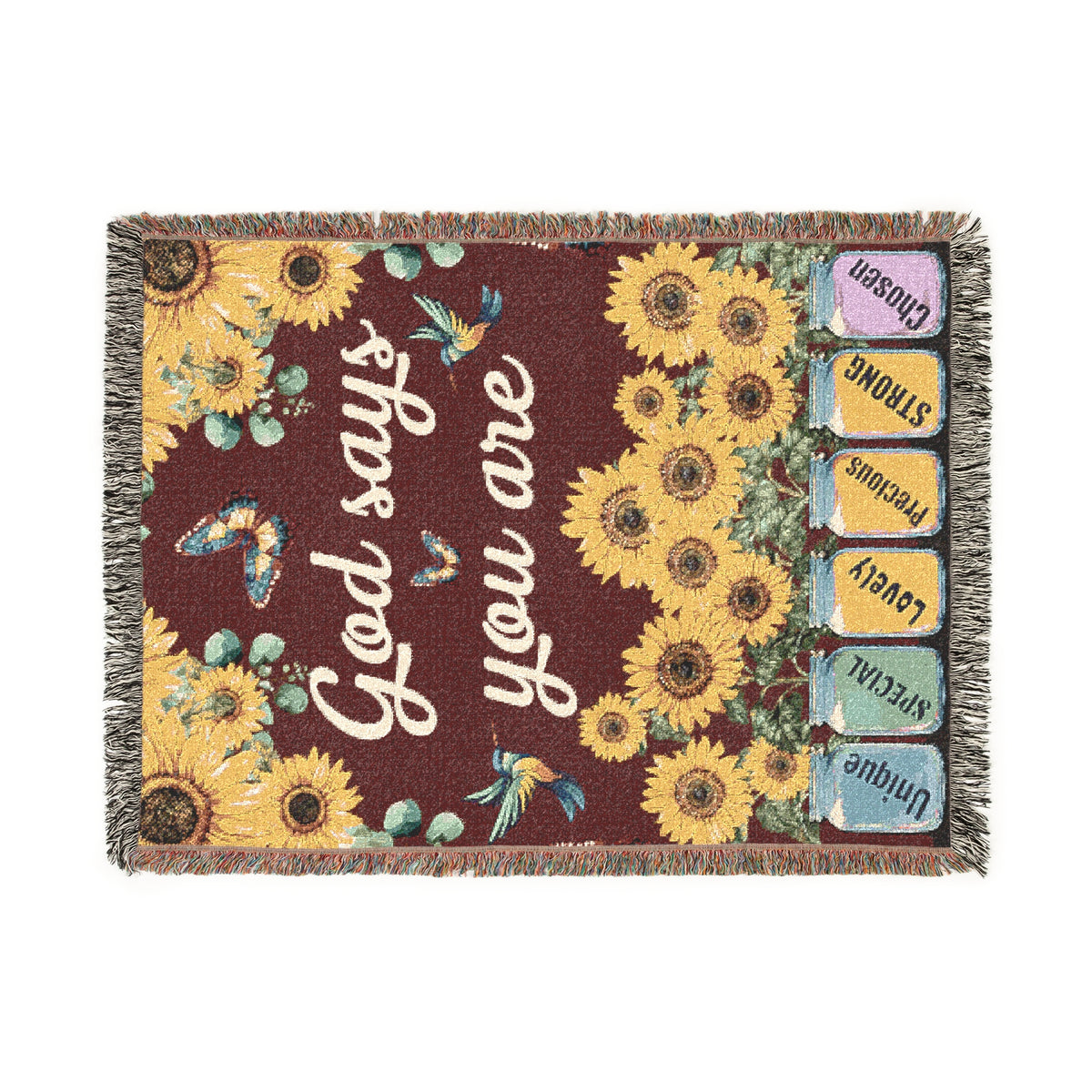 God Says You Are Sunflower Woven Blanket