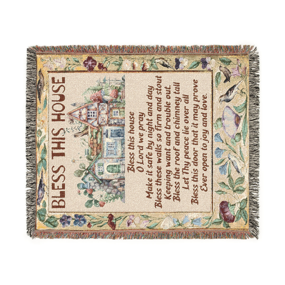 Bless This House Prayer Woven Blanket