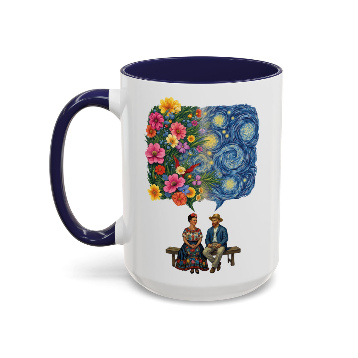 Frida Kahlo And Van Gogh Starry Night Flower Accent Mug