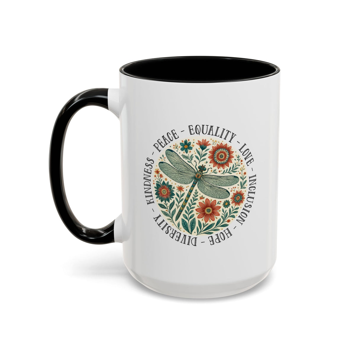 Kindness Peace Equality Love Inclusion Hope Diversity Accent Mug