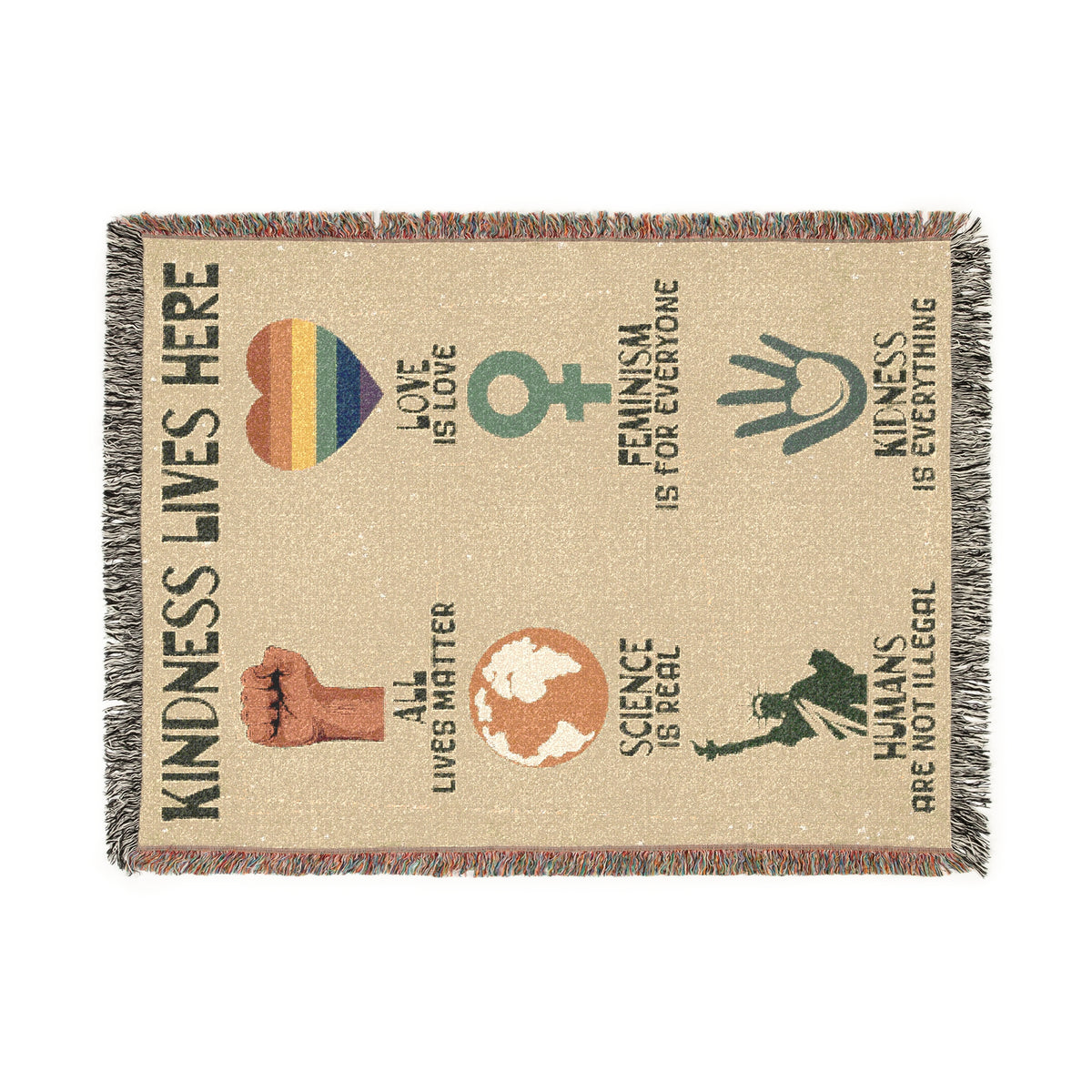 Kindness Lives Here Progressive Woven Blanket