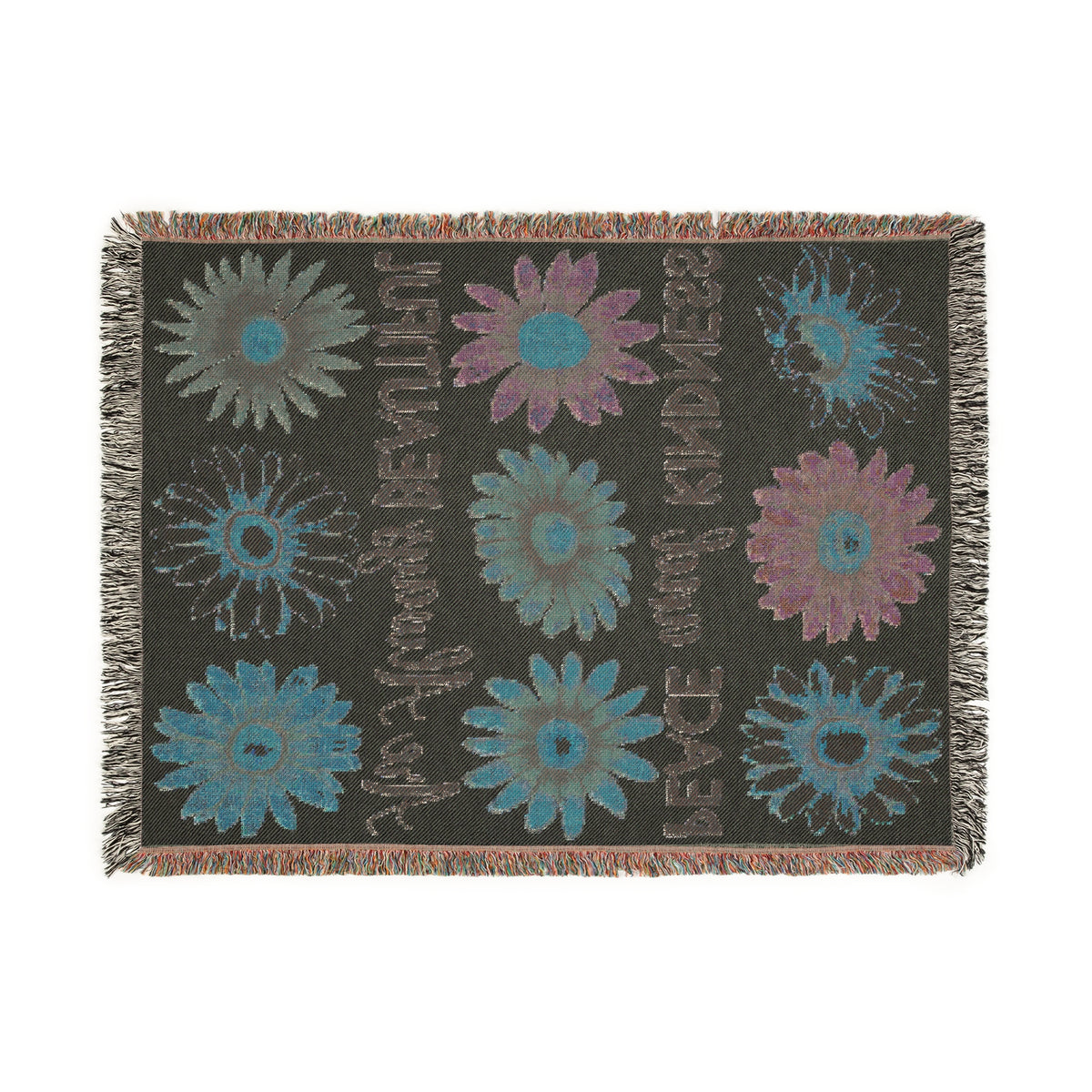 Peace And Kindness Floral Woven Blanket