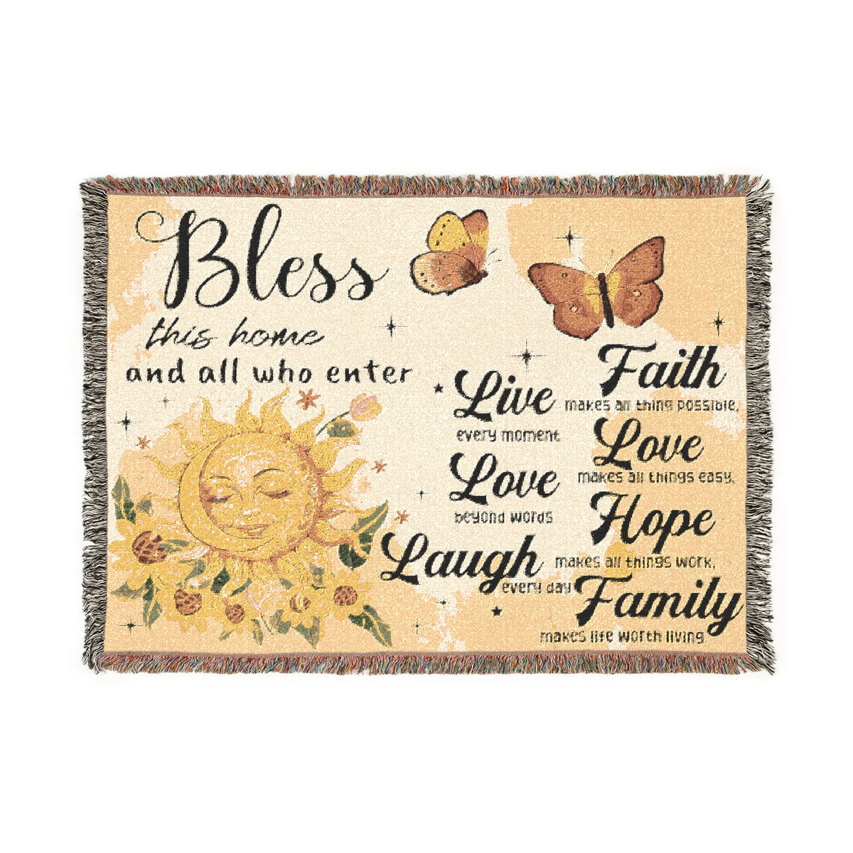 Bless This Home Sunflower Faith Woven Blanket