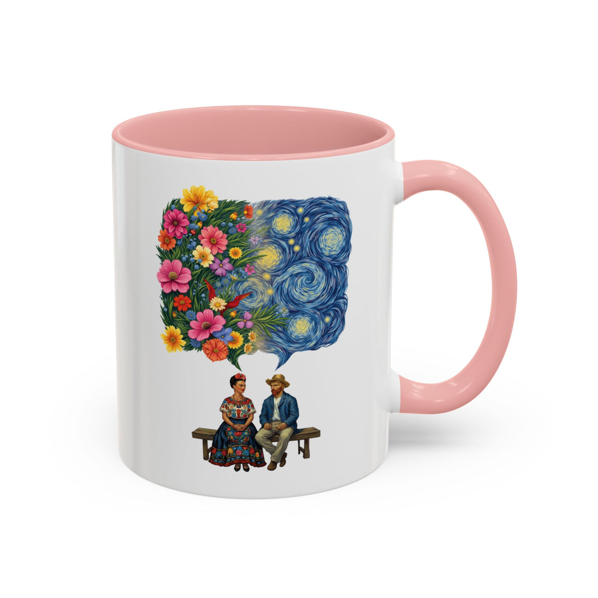 Frida Kahlo And Van Gogh Starry Night Flower Accent Mug