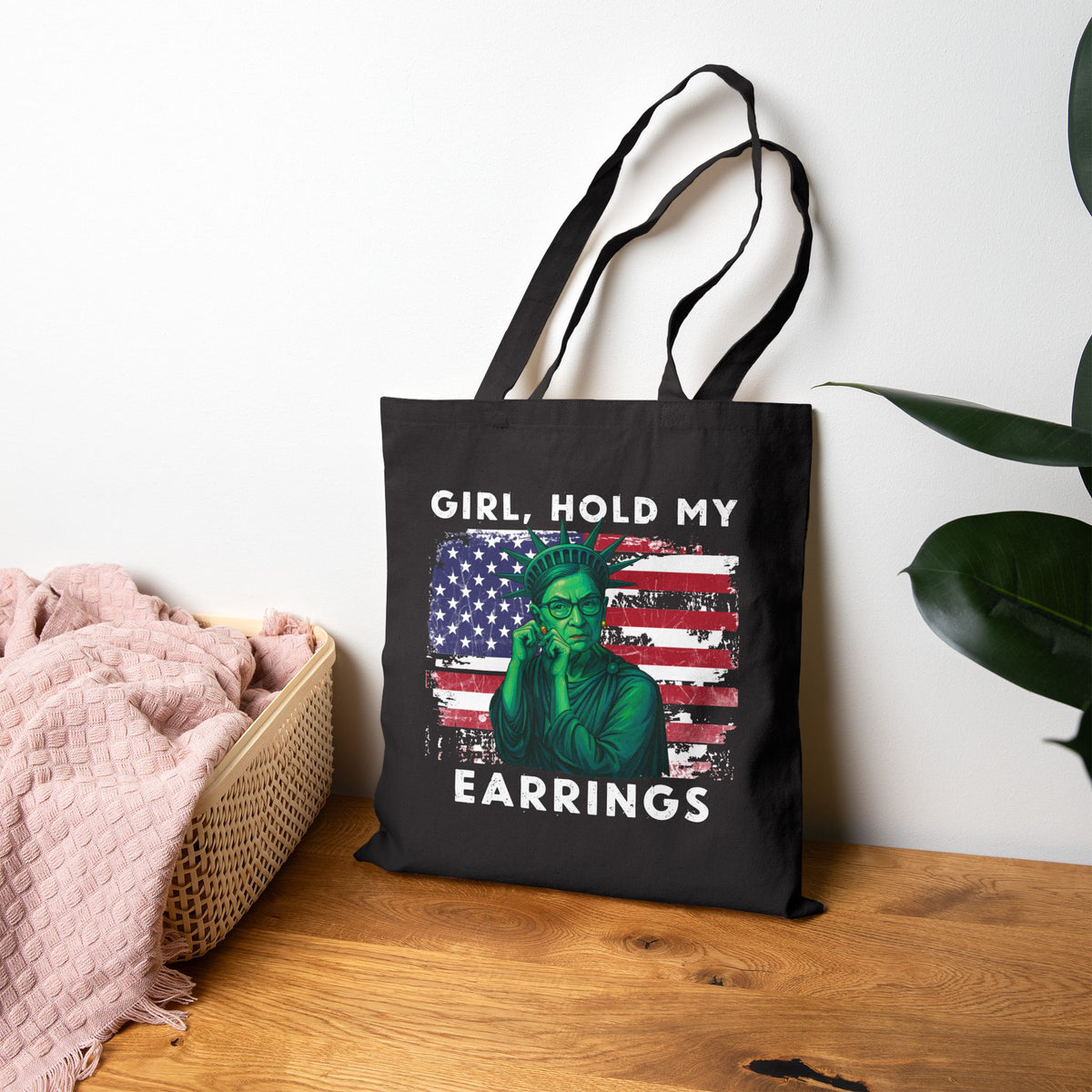 Girl Hold My Earrings Statue Of Liberty Tote Bag