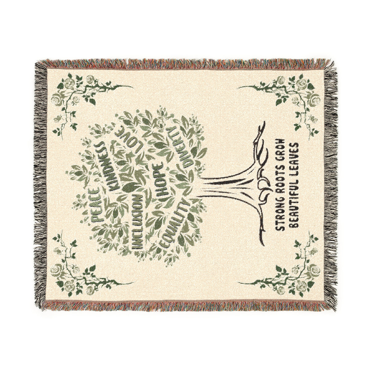 Strong Roots Grow Beautiful Leaves Woven Blanket