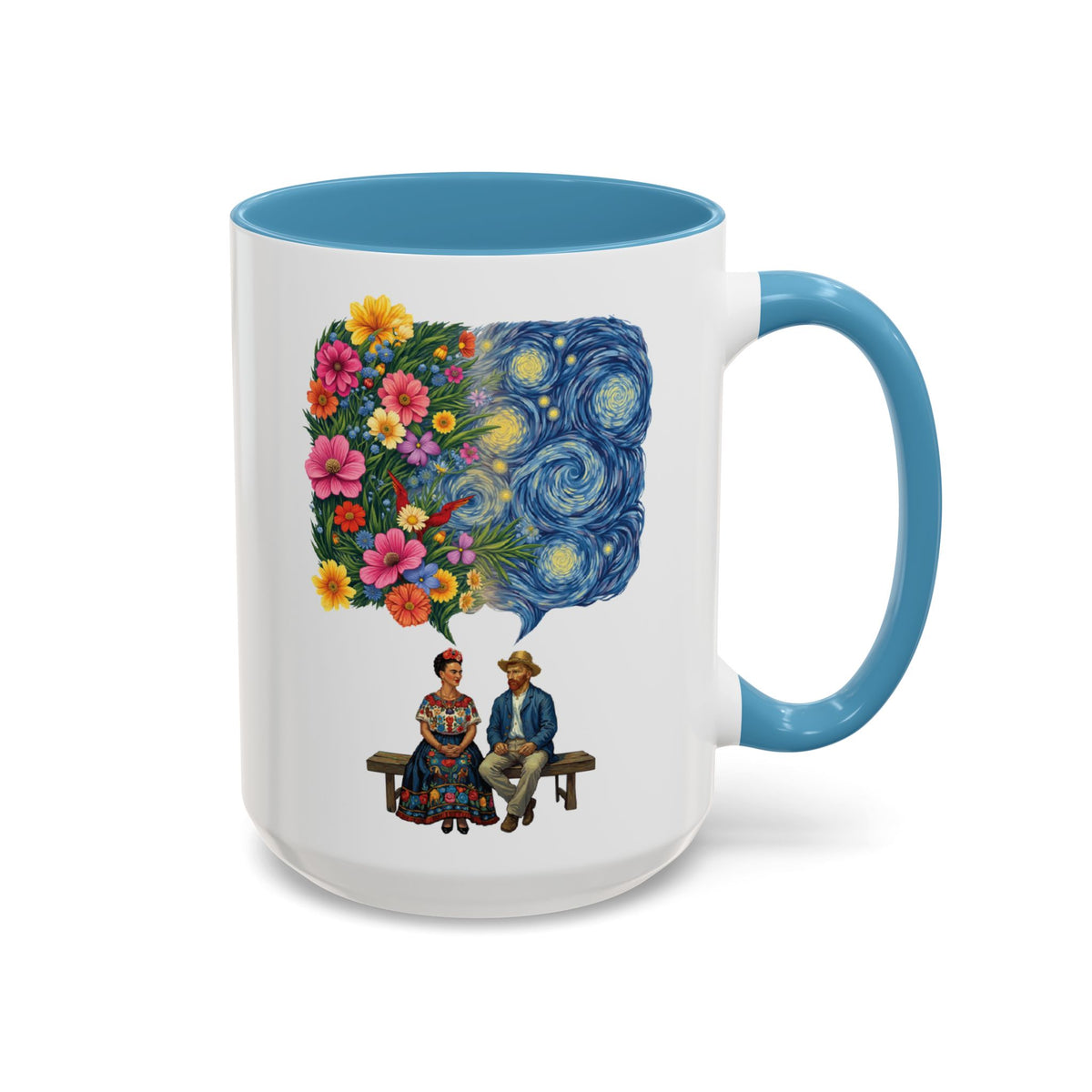 Frida Kahlo And Van Gogh Starry Night Flower Accent Mug
