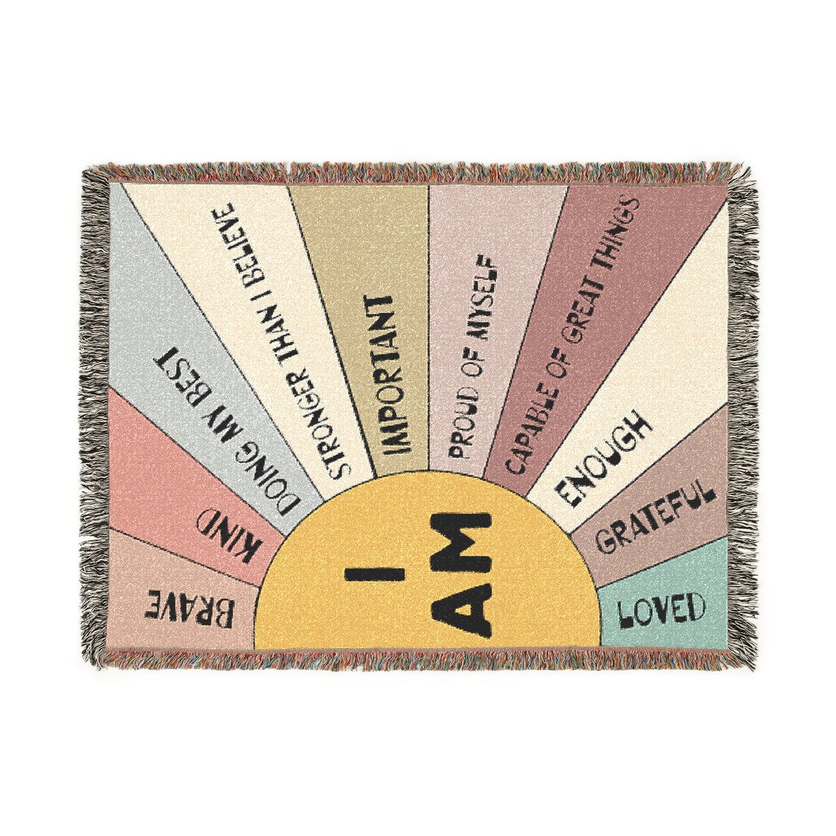 I Am Affirmation Sunburst Woven Blanket