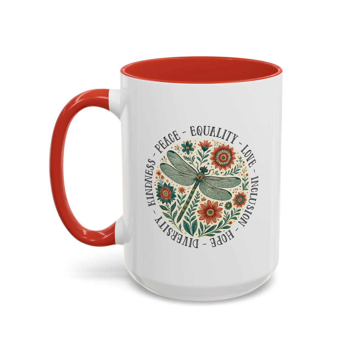 Kindness Peace Equality Love Inclusion Hope Diversity Accent Mug