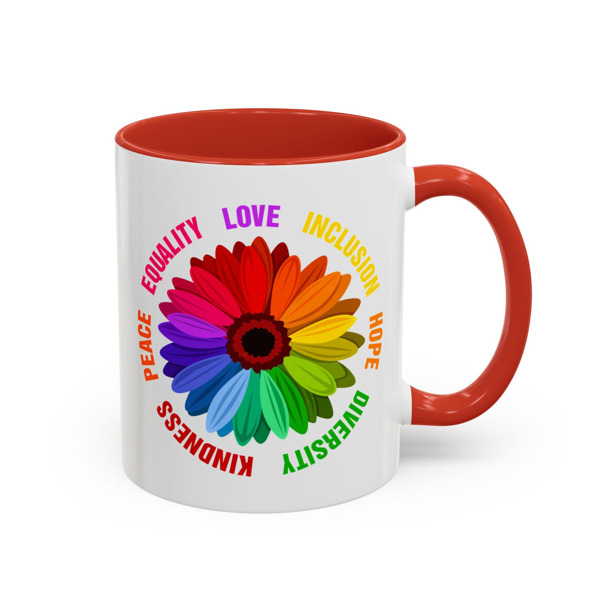 Kindness Peace Equality Love Inclusion Hope Diversity Accent Coffee Mug (11, 15oz)