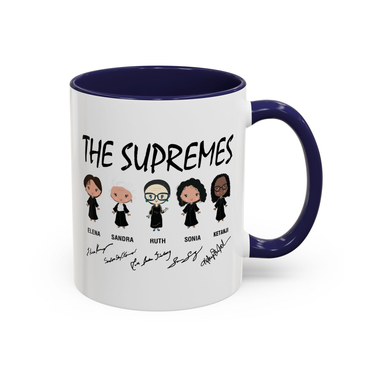 The Supremes Ketanji Brown Jackson SCOTUS RBG Sotomayor Chibi Accent Coffee Mug (11, 15oz)