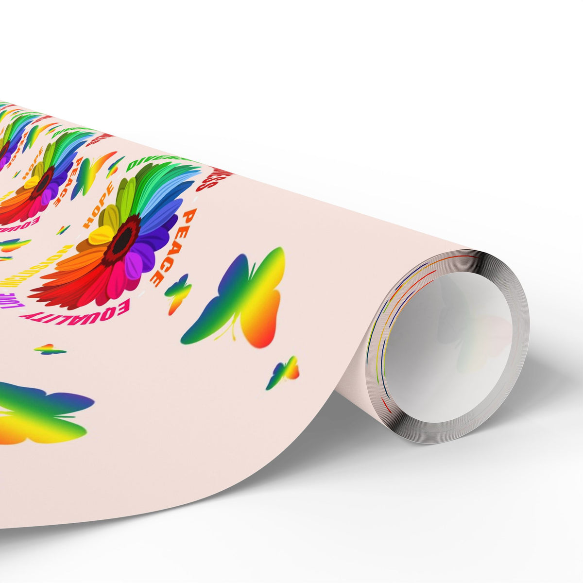 Rainbow Flower Equality Wrapping Paper Roll
