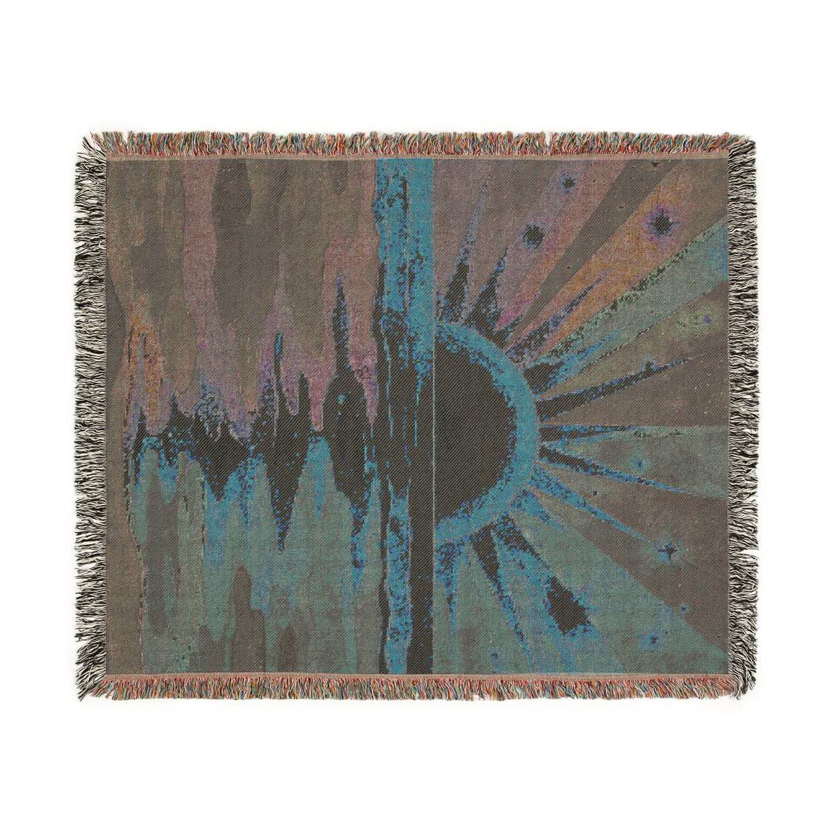 Retro Sunset Sky Woven Blanket