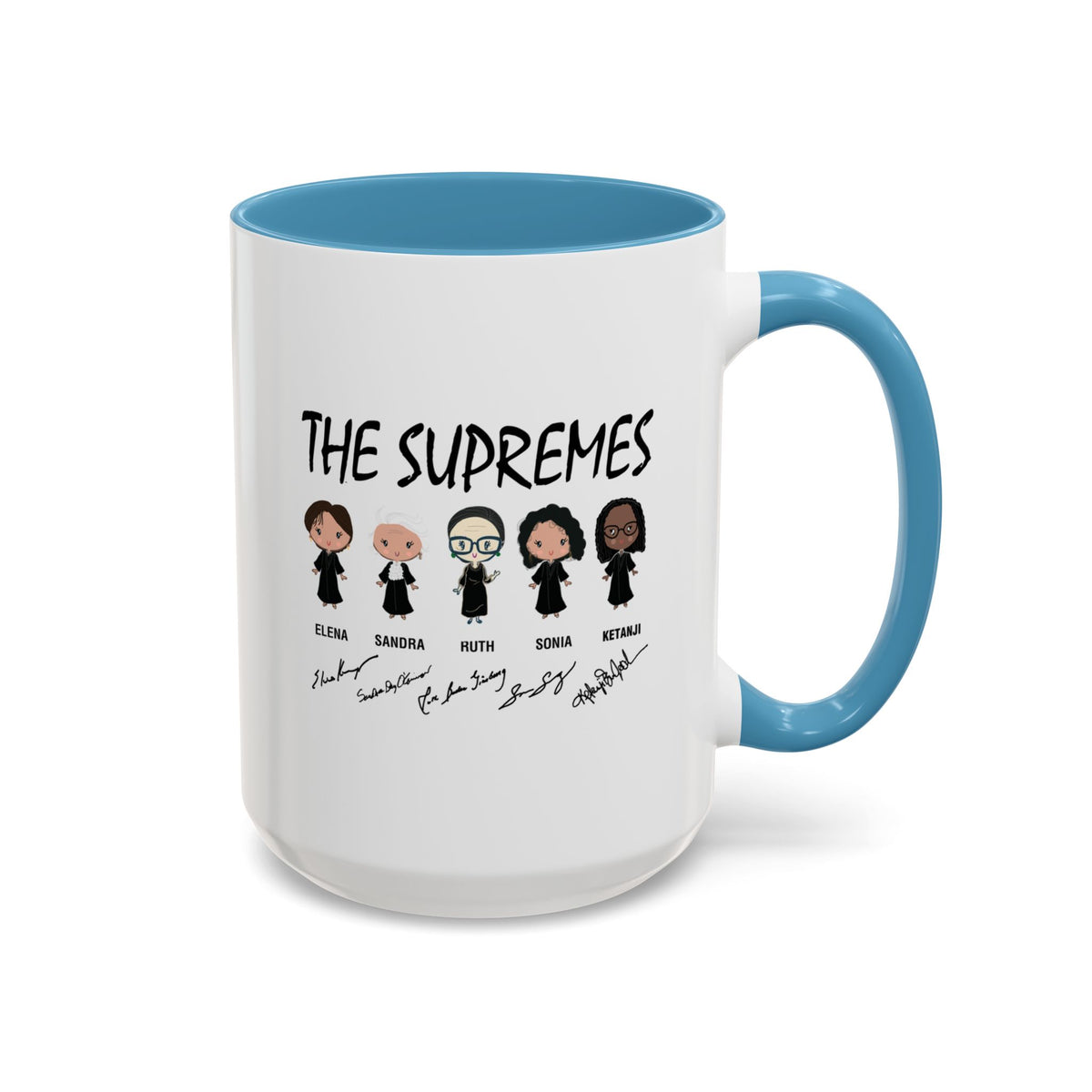 The Supremes Ketanji Brown Jackson SCOTUS RBG Sotomayor Chibi Accent Coffee Mug (11, 15oz)