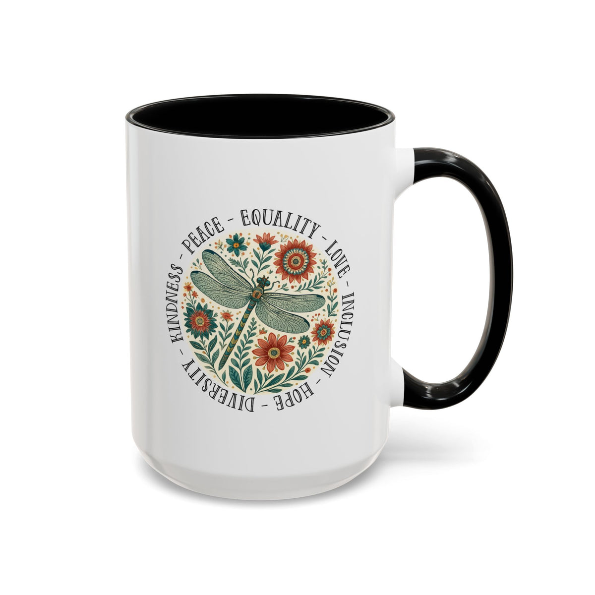 Kindness Peace Equality Love Inclusion Hope Diversity Accent Mug