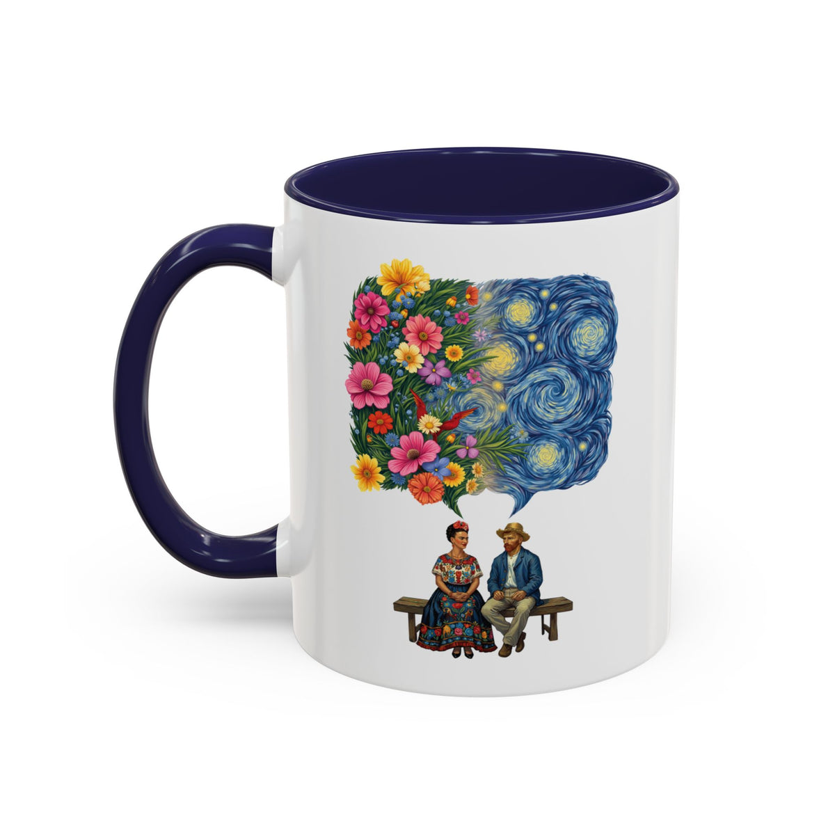 Frida Kahlo And Van Gogh Starry Night Flower Accent Mug