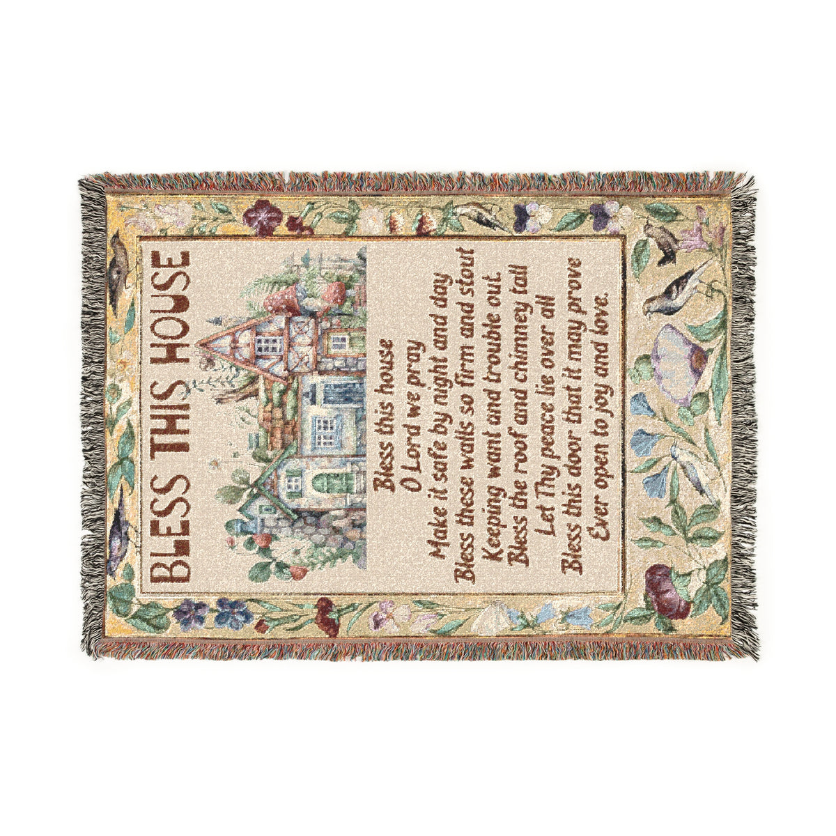 Bless This House Prayer Woven Blanket