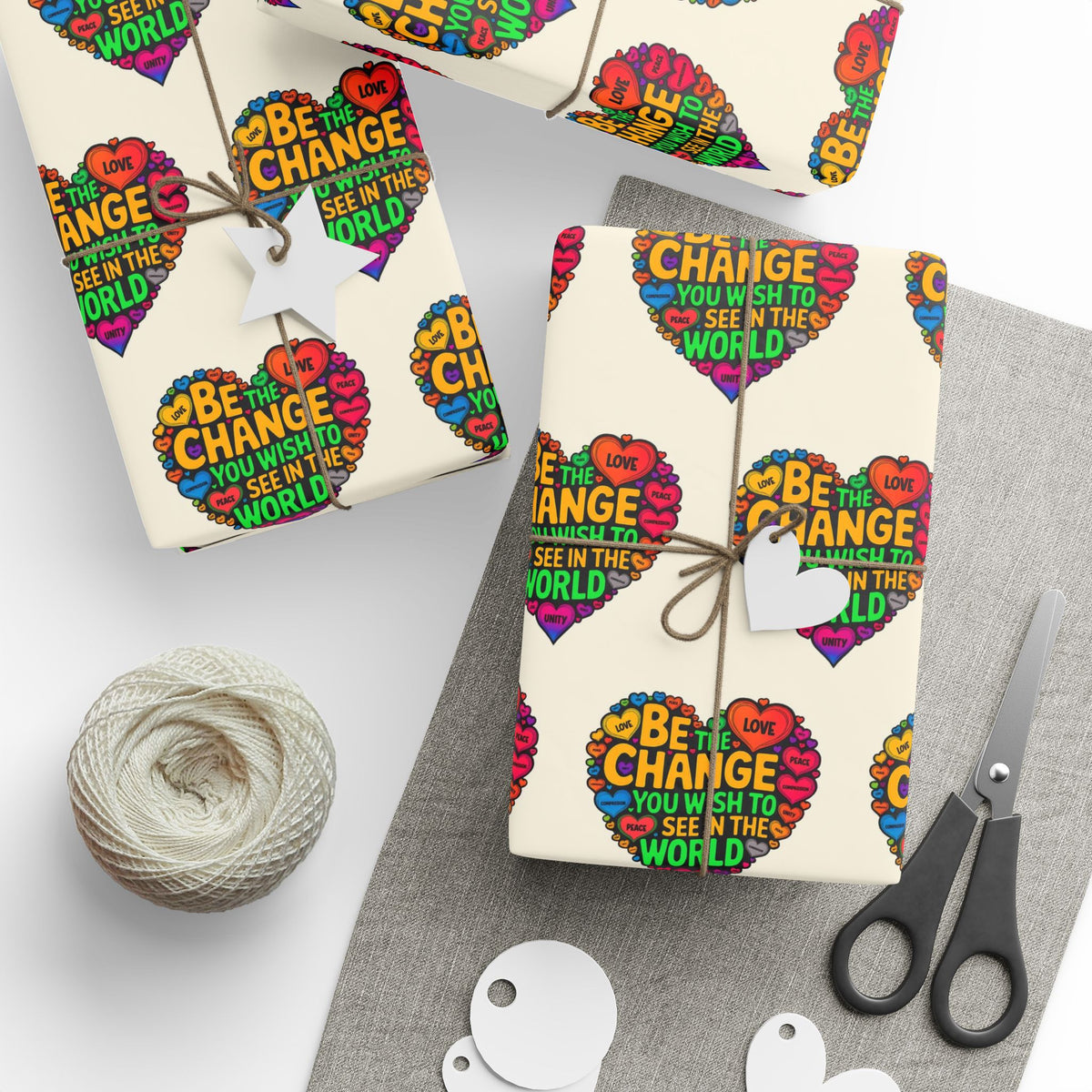 Be The Change Rainbow Heart Wrapping Paper