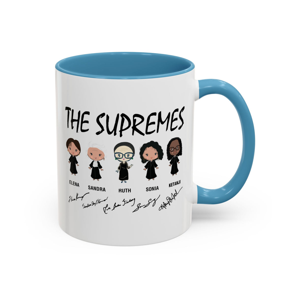 The Supremes Ketanji Brown Jackson SCOTUS RBG Sotomayor Chibi Accent Coffee Mug (11, 15oz)