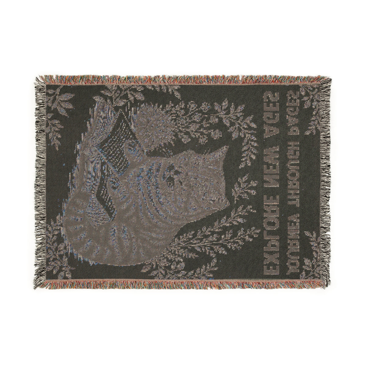 Journey Through Pages Cat Woven Blanket