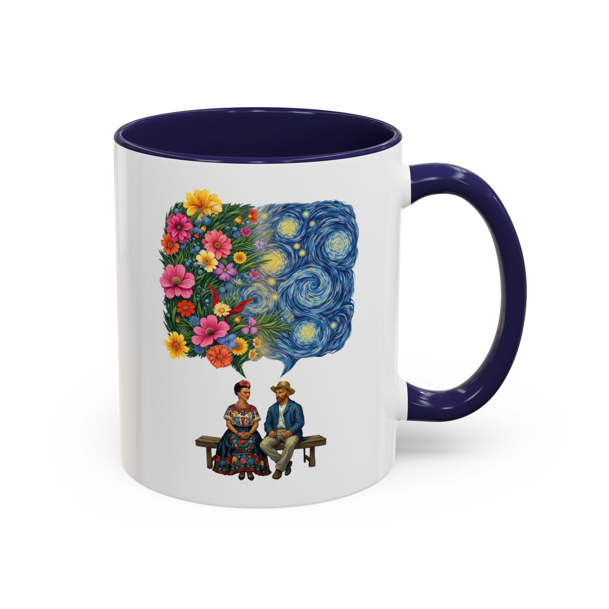 Frida Kahlo And Van Gogh Starry Night Flower Accent Mug