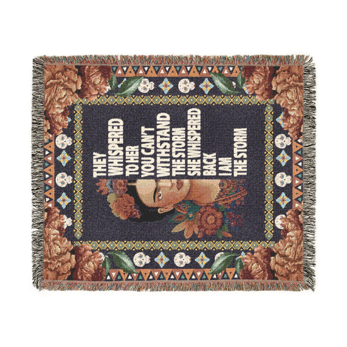 Frida Kahlo I Am The Storm Woven Blanket