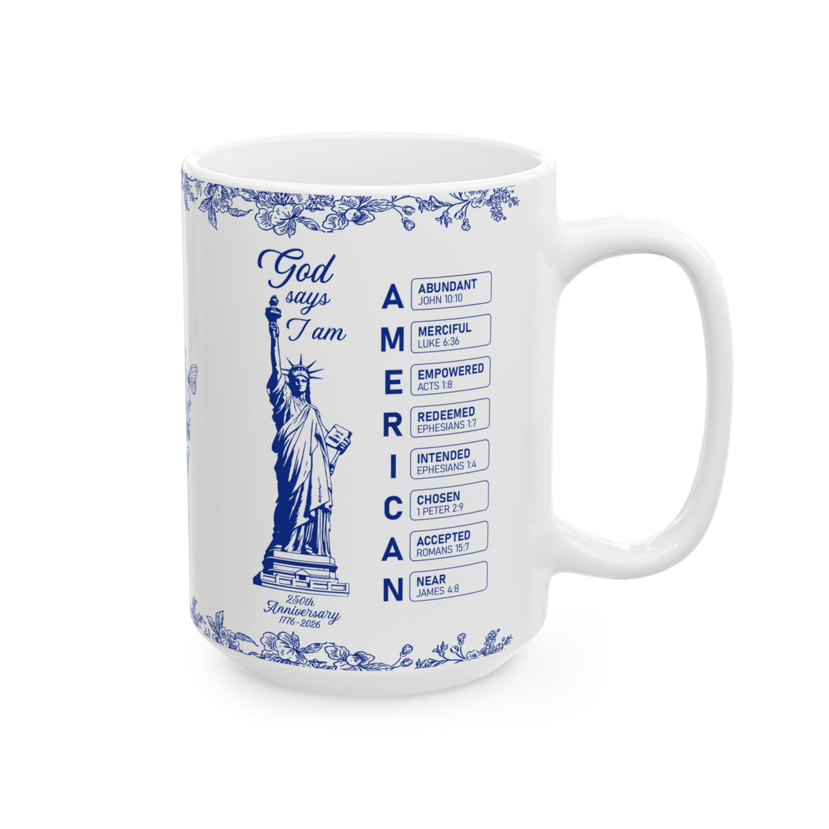God Says I Am American Scripture Mug