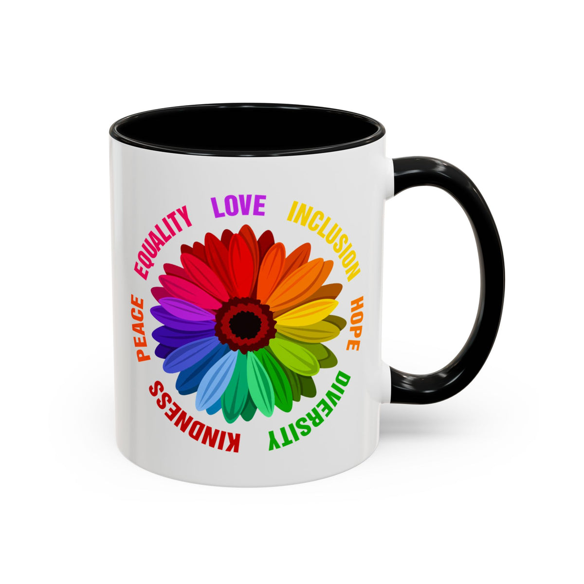 Kindness Peace Equality Love Inclusion Hope Diversity Accent Coffee Mug (11, 15oz)