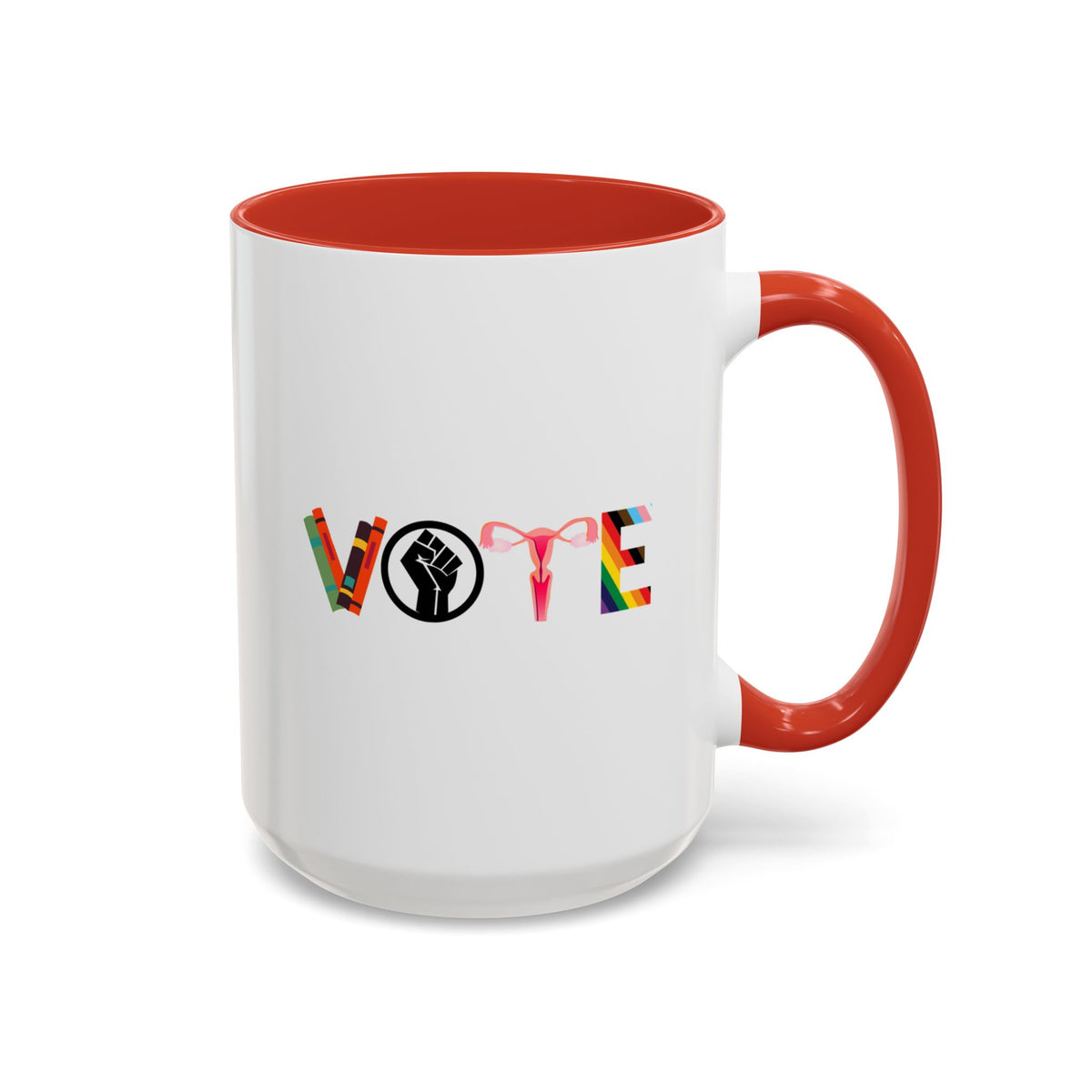 VOTE Accent Coffee Mug (11, 15oz) | Banned Books Mug, Reproductive Rights Mug, BLM Mug, LGBTQ Progress Mug, Political Activism Mug, Roe v Wade Accent Mug