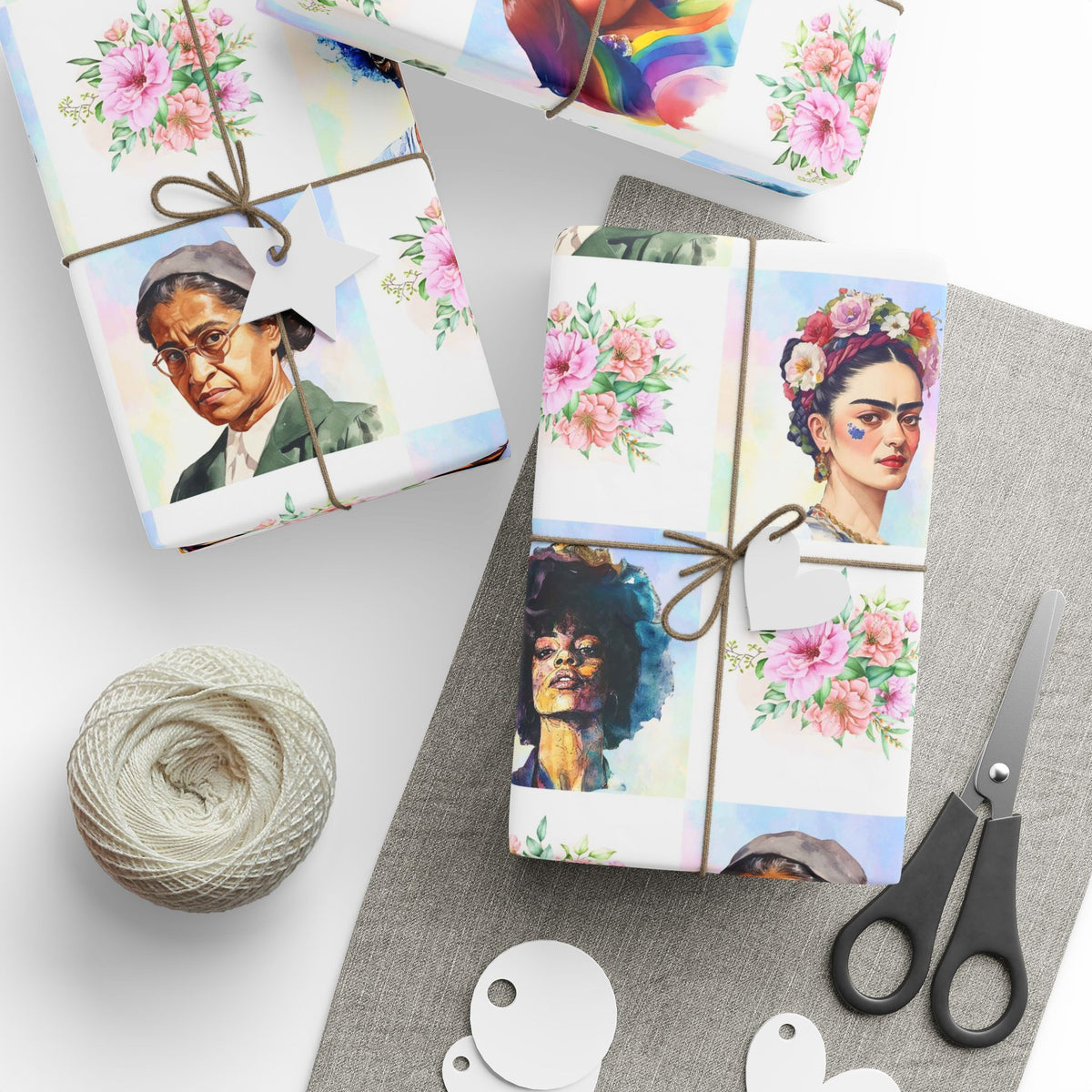 Feminist Icons Watercolor Wrapping Paper Roll