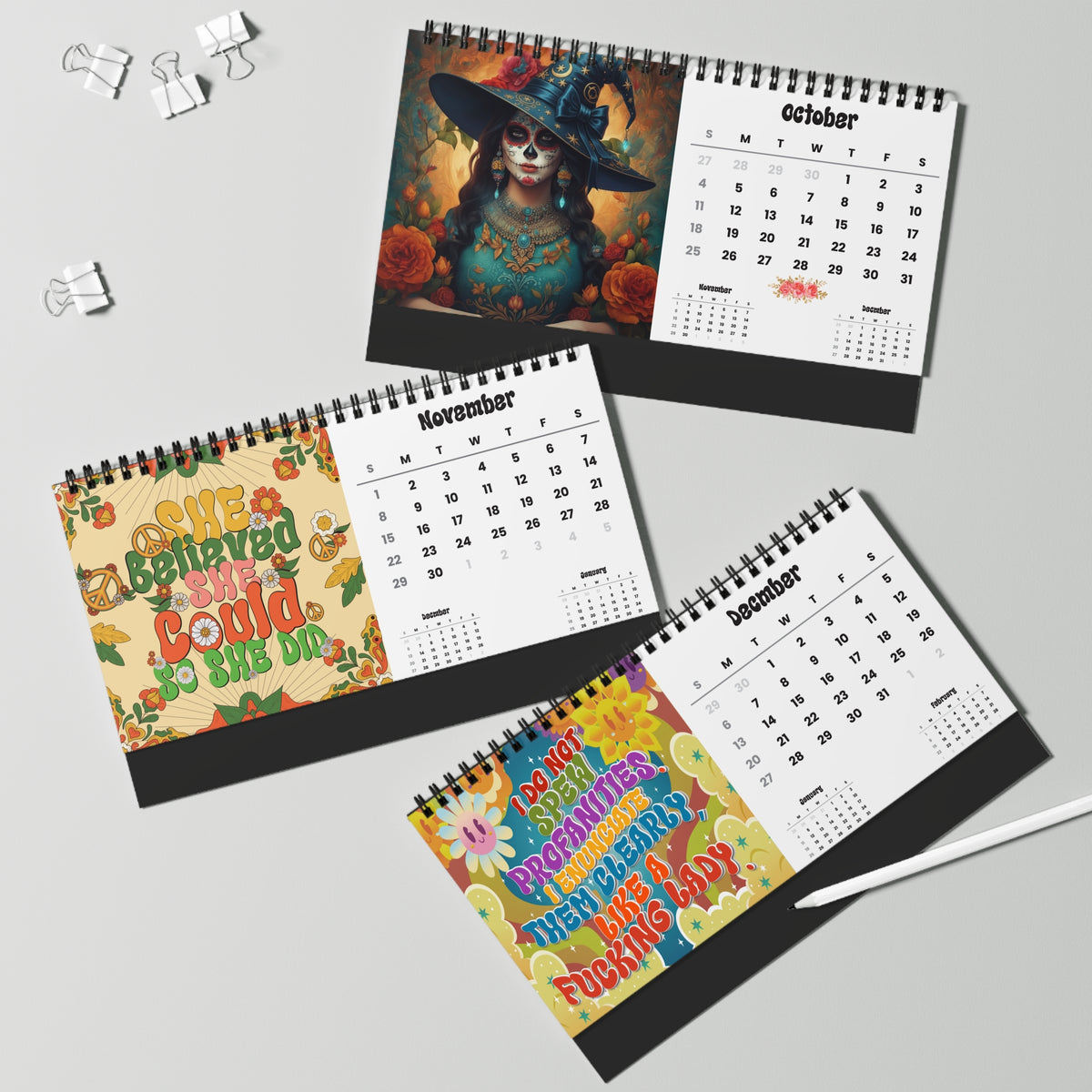 Hippie Spirit 2026 Desk Calendar