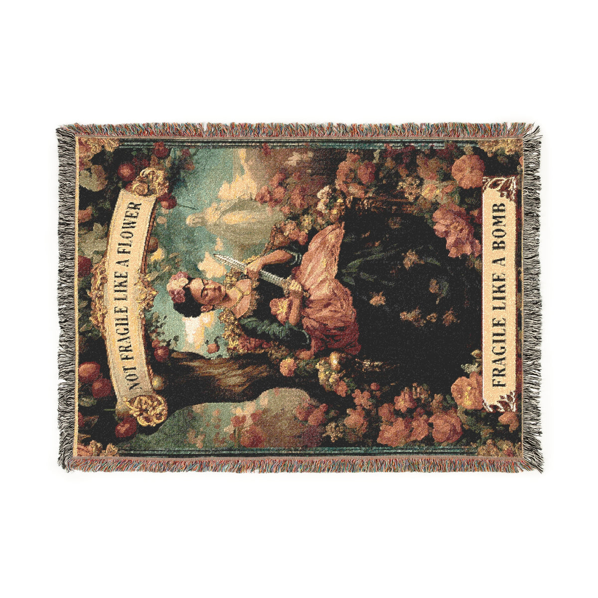 Not Fragile Like A Flower Woven Blanket