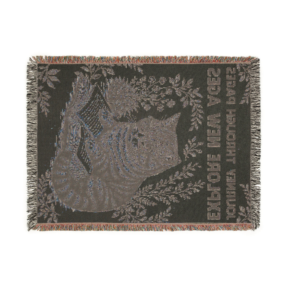 Journey Through Pages Cat Woven Blanket