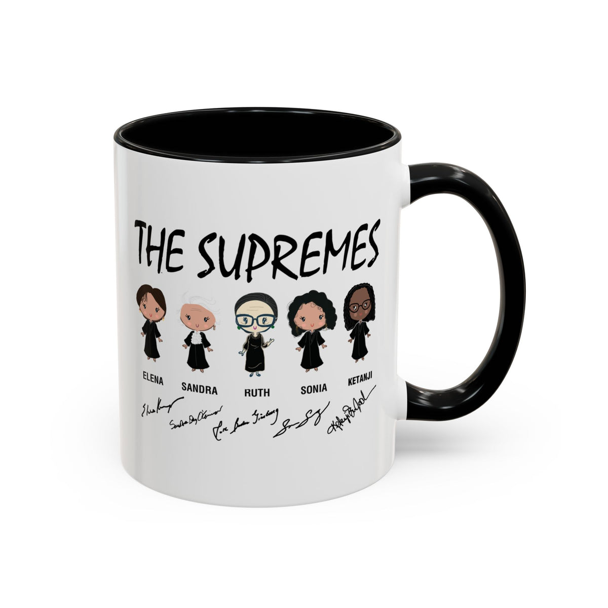 The Supremes Ketanji Brown Jackson SCOTUS RBG Sotomayor Chibi Accent Coffee Mug (11, 15oz)