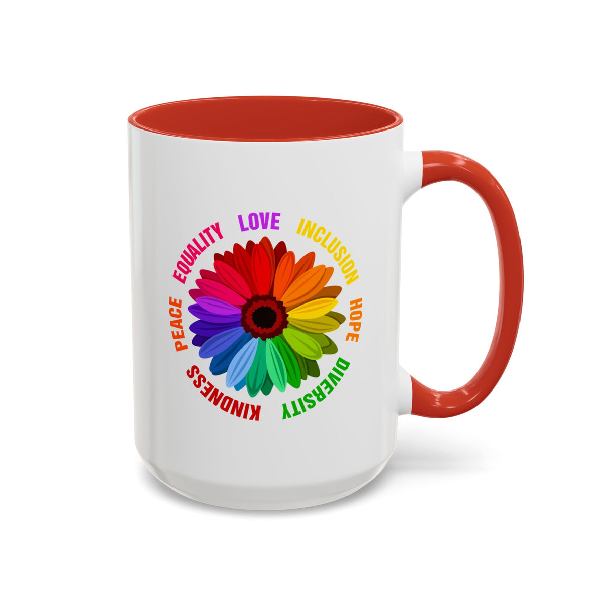 Kindness Peace Equality Love Inclusion Hope Diversity Accent Coffee Mug (11, 15oz)